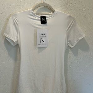 NWT Naked Wardrobe White Crew Neck Fitted Tee